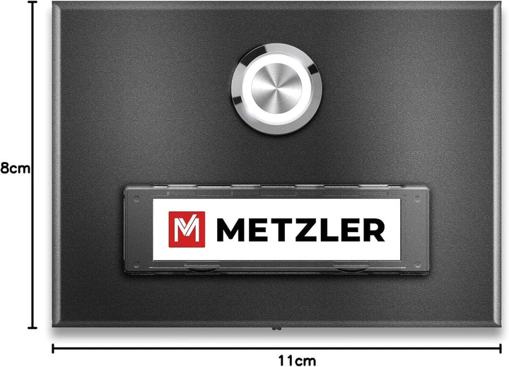 Metzler Aufputz Türklingel in Eisenglimmer - Klingel aus Edelstahl mit austauschbarem Namensschild -