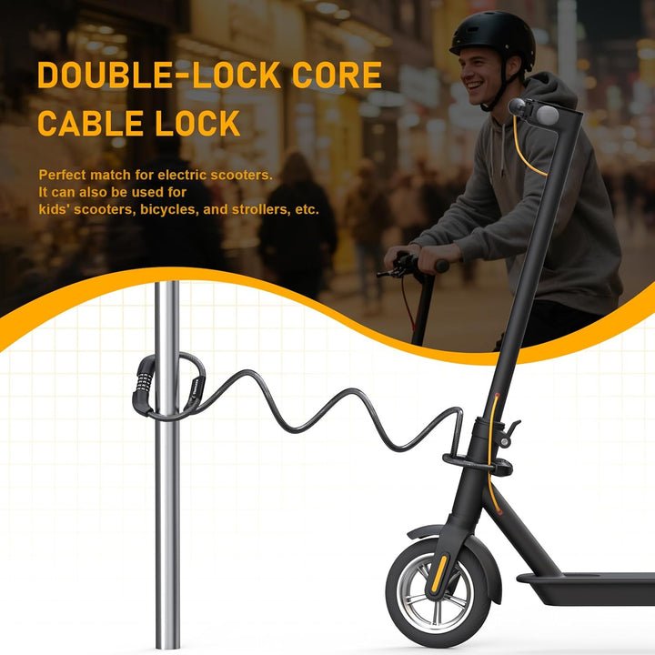Honszex E Scooter Schloss, 5-stellig Kabel Schloss für E Scooter/Roller, Handschellenschloss, Zahlen