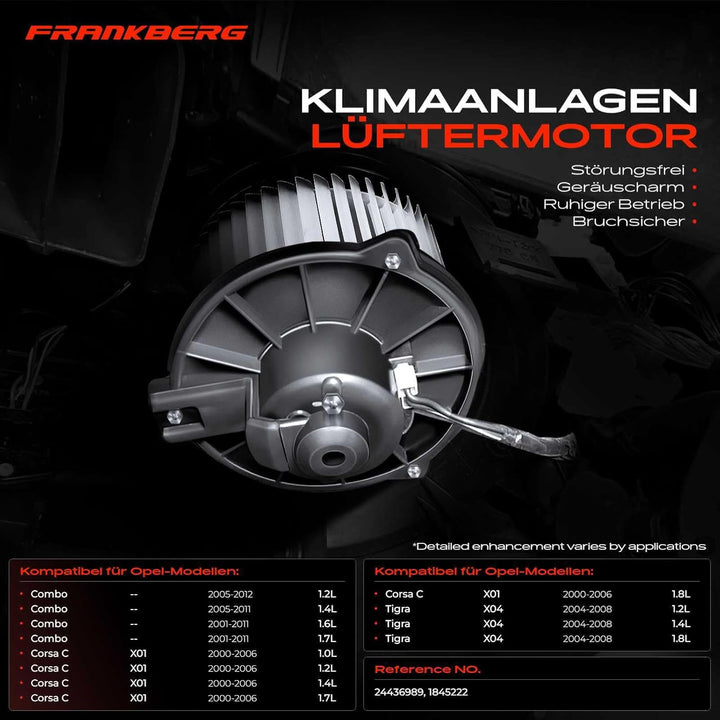 Frankberg Heizungsgebläse Gebläsemotor Kompatibel mit Corsa C F08 F68 1.0L-1.8L 2000-2006 Corsa C Ka
