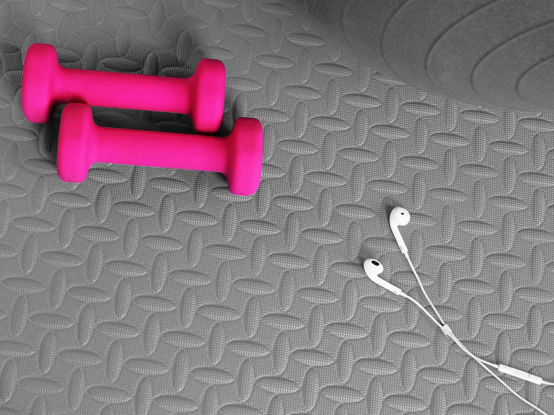 BalanceFrom 3/4-zoll Dicke Puzzle Gymnastikmatte mit EVA-Schaum Interlocking Fliesen, Grau