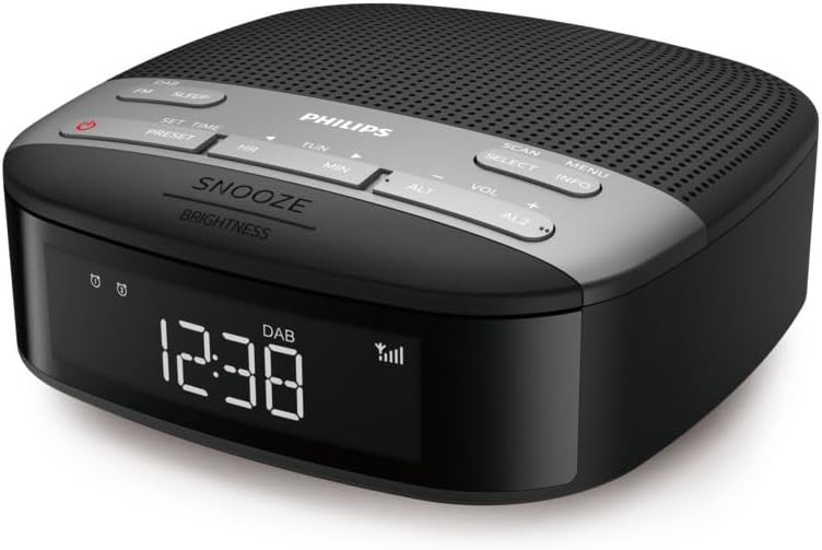 Philips Audio Radiowecker Radio DAB+ (Doppelter Alarm, Sleep Timer, Kompaktes Design, DAB+/UKW Digit