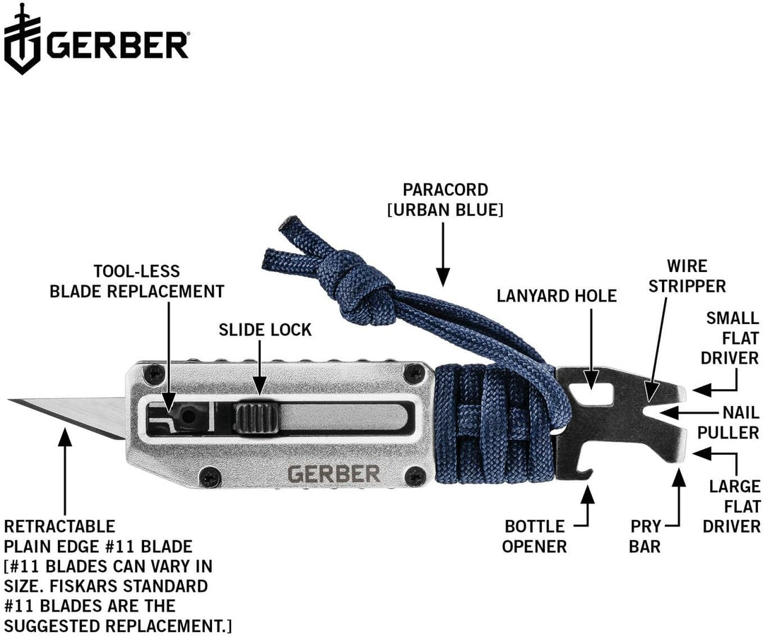 Gerber Multi-Tool mit 8 Funktionen, Prybrid-X, Edelstahl, Silber/Blau, 31-003740 Prybrid-X, Silber/B
