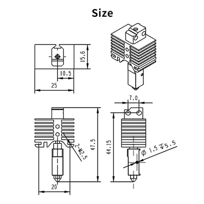 LANKEGU 500 ℃ Hoch Temperatur Upgrade Hotend Kit mit Silikon Socke, 0,4 mm, 0,6 mm Düsen aus Gehärte