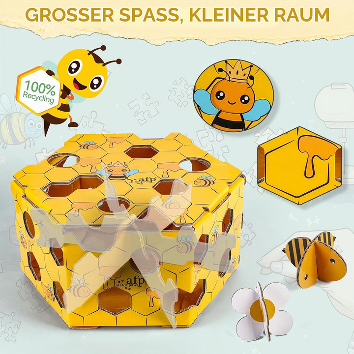 ALL FOR PAWS Katzen-Futter-Spielzeug, Interaktive Leckerli-Spielbox für Katzen, Futterlabyrinth-Box