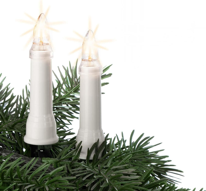 Hellum Lichterkette Kerzen Weihnachtsbaum, Kerzen Lichterkette aussen mit Clip, 16 Lichter, beleucht