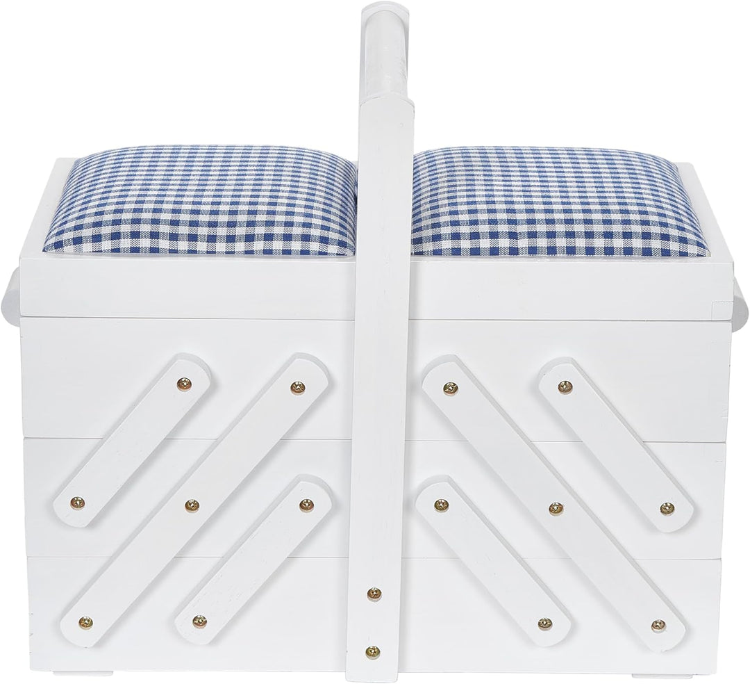 Prym 612578 Nähkasten/Nähkästchen Holz M weiss mit Stoff