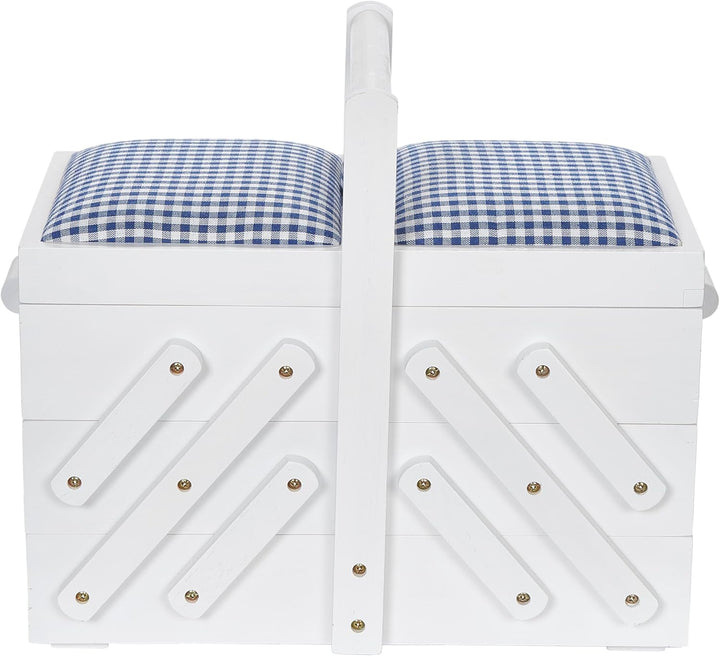 Prym 612578 Nähkasten/Nähkästchen Holz M weiss mit Stoff