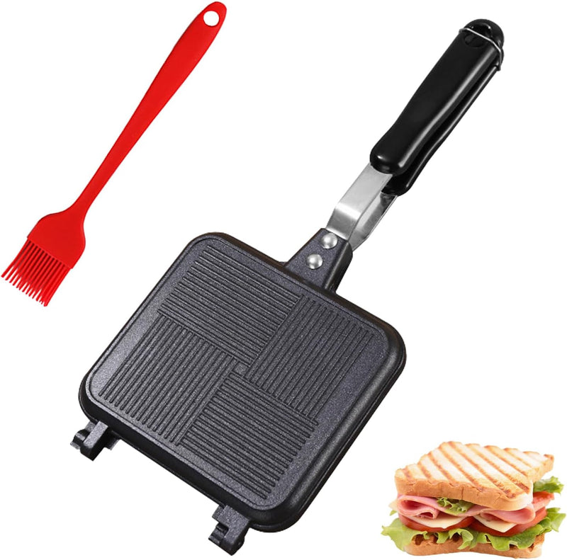 WIYETY Aluminium Doppelseitige Bratpfanne, Quadratische Sandwichmaker mit Antihaftbeschichtung & Hit