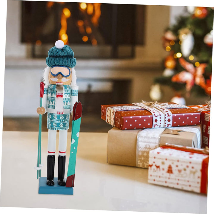 PRETYZOOM Weihnachts-Nussknacker Aus Holz Winter-Ski-Nussknacker-Figur Weihnachtsmann Nussknacker-Ma