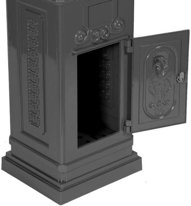 antiker englischer Standbriefkasten Modell: Luna, Farbe: grau, Material: Aluminium, Höhe: 102cm, nos