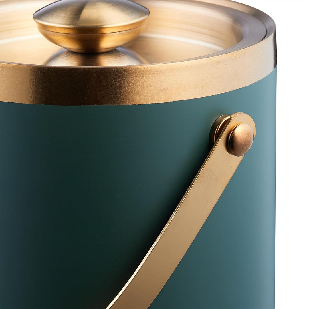 Relaxdays Eiswürfelbehälter, Edelstahl, doppelwandig, Eiseimer mit Deckel & Henkel, 1,5 l, Eiswürfel