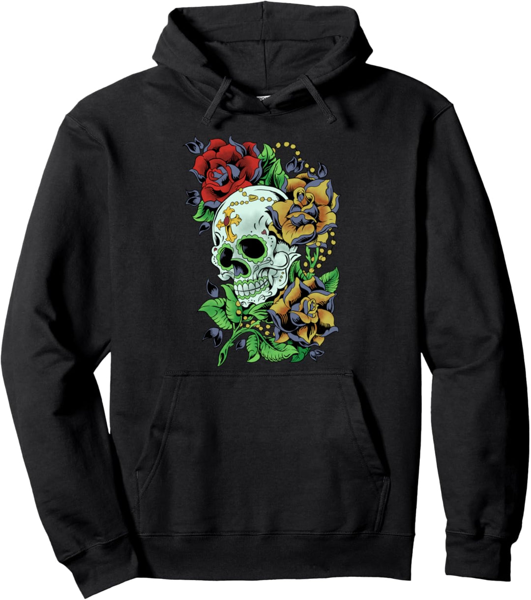 Sugar Skull Blumen Tag der Toten Dia Muertos Tee Geschenk Pullover Hoodie