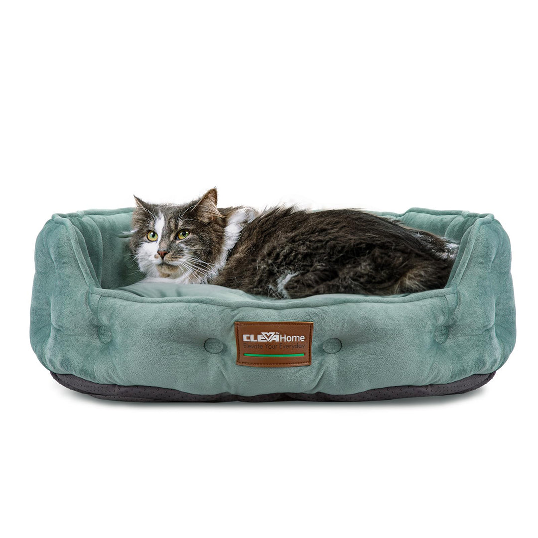 ClevaHome Rundes Katzenbett &amp; Hundebett für Kleine Haustiere bis 7kg – Waschbares Weiches Haustierbe