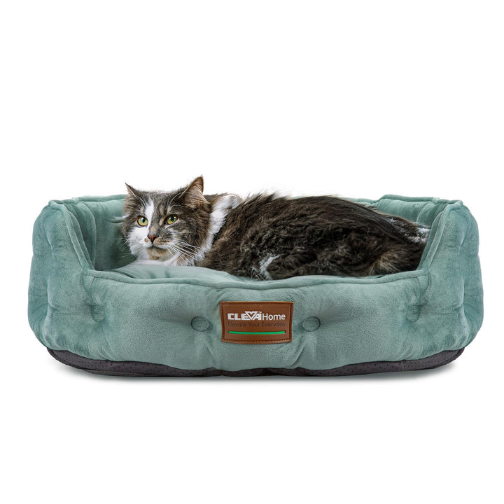 ClevaHome Rundes Katzenbett &amp; Hundebett für Kleine Haustiere bis 7kg – Waschbares Weiches Haustierbe