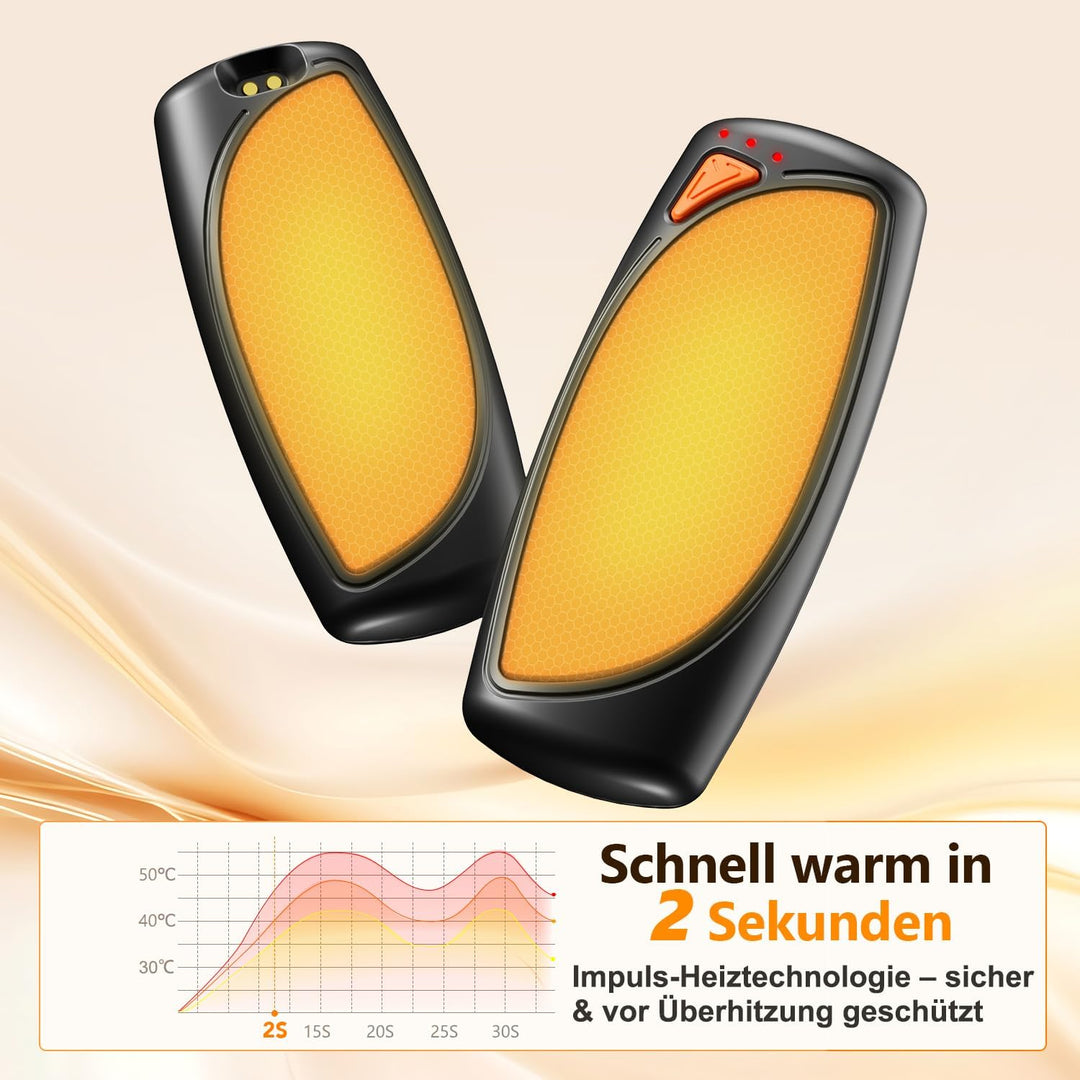 Lepwings Handwärmer Elektrisch 2er-Pack mit Ladecase, 14.000 mAh, Wiederverwendbare Taschenwärmer, B