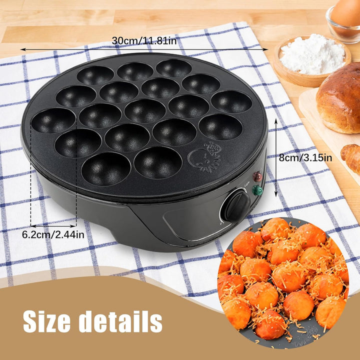 Elektrischer Takoyaki Maker, 750W 18 Löcher Takoyaki Maschine Mini Octopus Ball Making Tool Backform