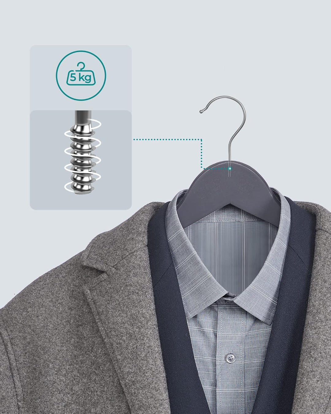 SONGMICS Kleiderbügel Holz, 20er Set, Bügel aus Massivholz, Einkerbungen im Schulterbereich, Rutschf