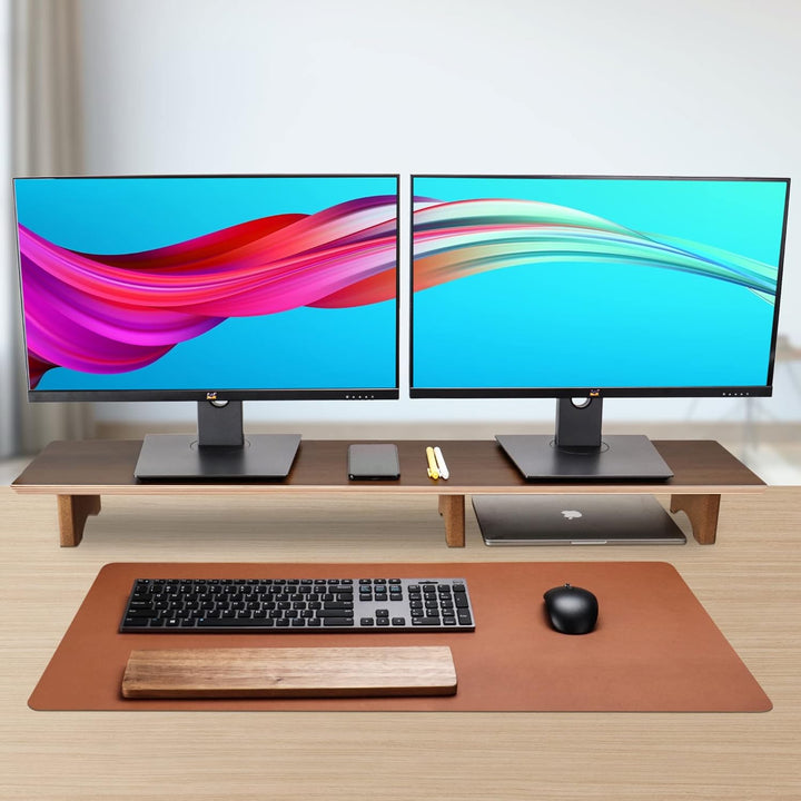 Aothia Grosser Monitor-Ständer für Computerbildschirme,Holz-Riser mit nachhaltigen Korkblockbeinen f