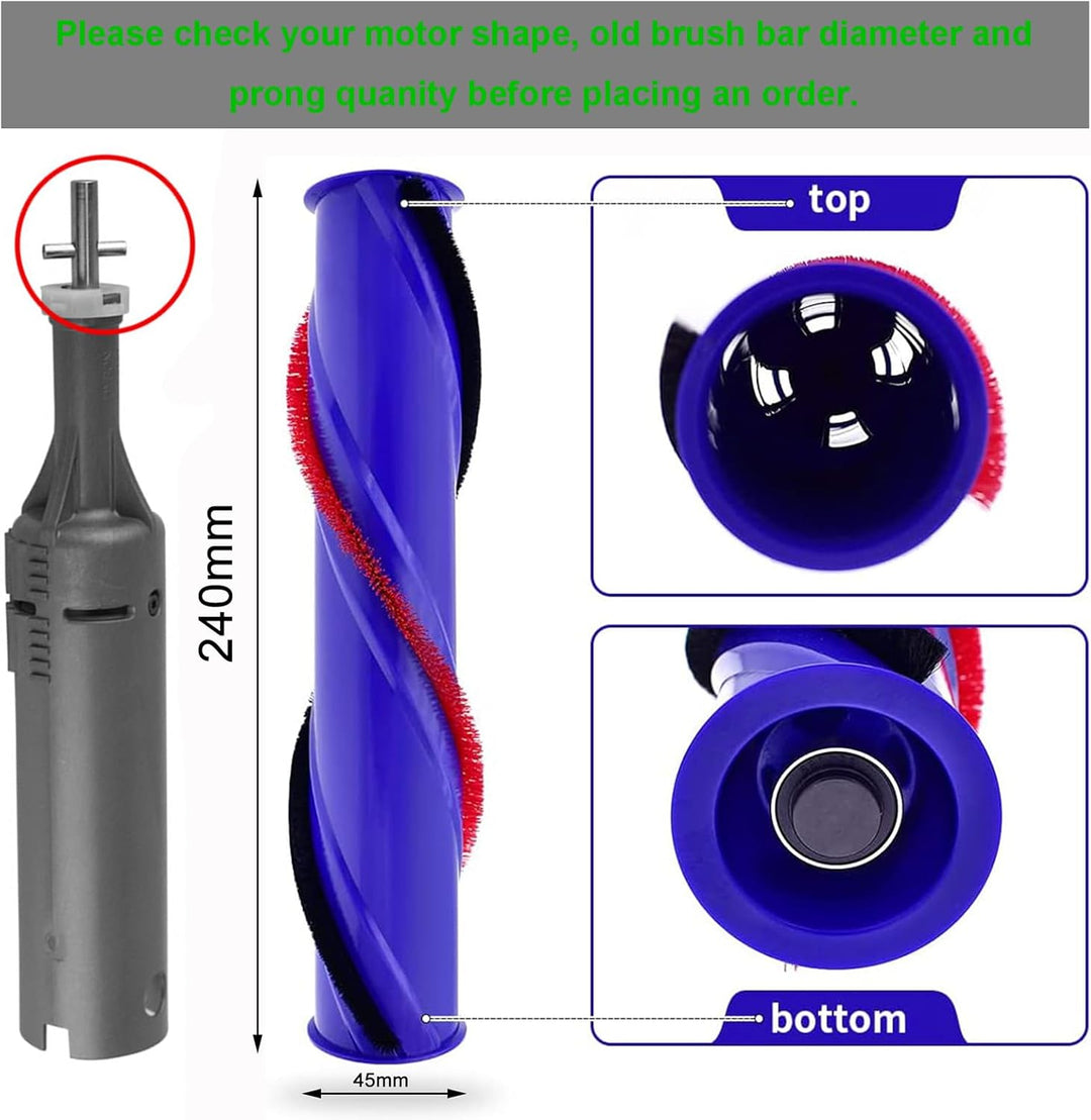 HUAYUWA Ersatz-Bürstenrolle für Teppichbürsten, Reinigungswalze (4-Zinken-Antrieb, d=45 mm), passend