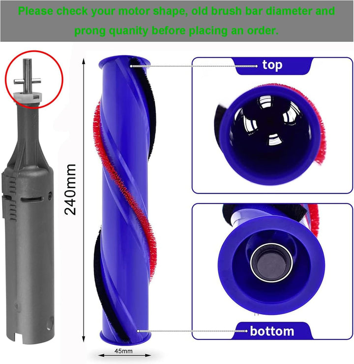 HUAYUWA Ersatz-Bürstenrolle für Teppichbürsten, Reinigungswalze (4-Zinken-Antrieb, d=45 mm), passend