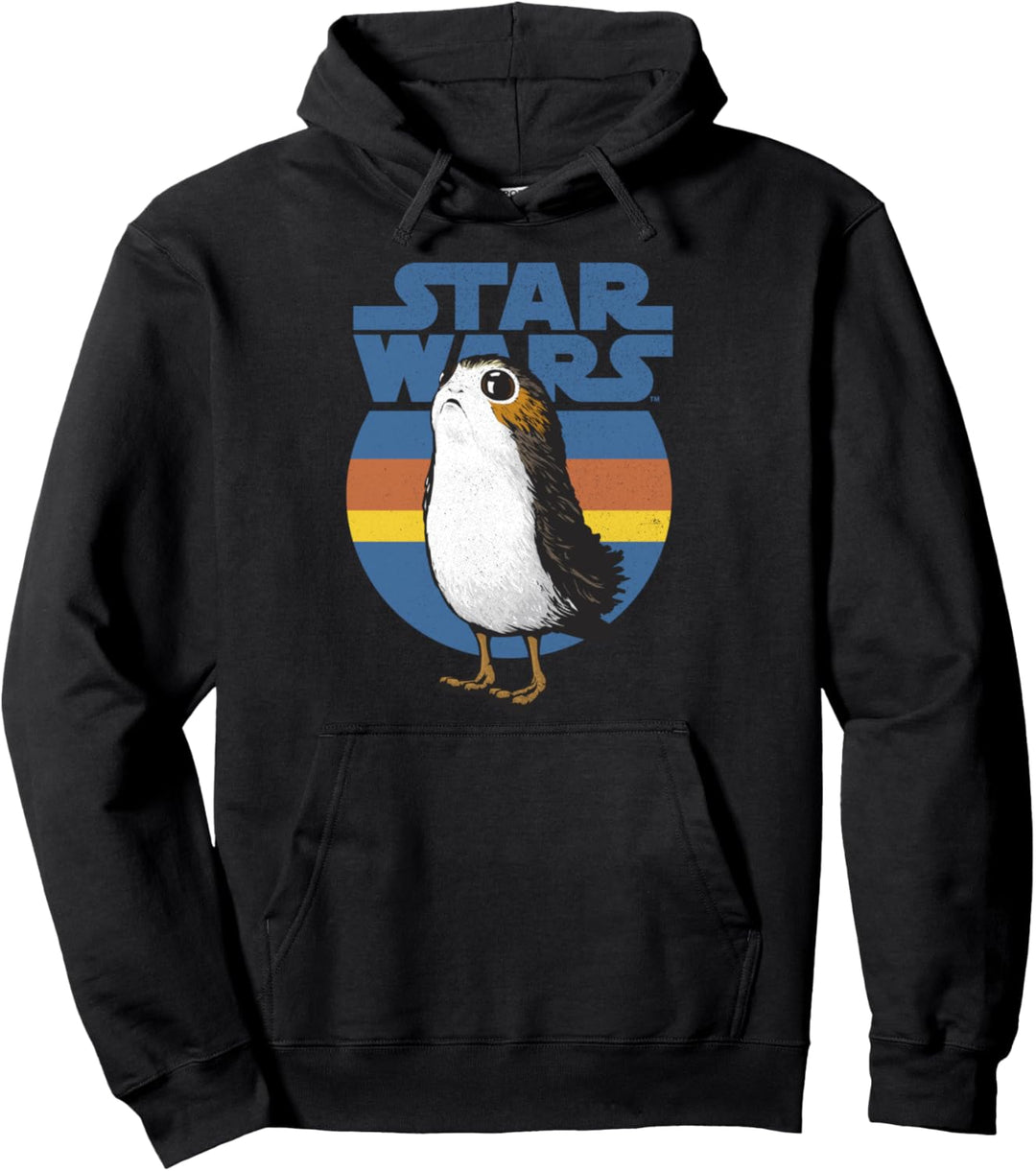 Star Wars The Last Jedi Porg Striped Retro Circle Portrait Pullover Hoodie