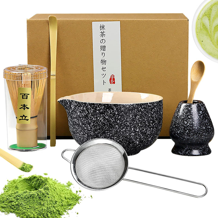 Matcha set, Japanisches Tee-Set, Matcha-Schale, Schaufel, Sieb, Matcha-Besenhalter, Matcha-Besenstän