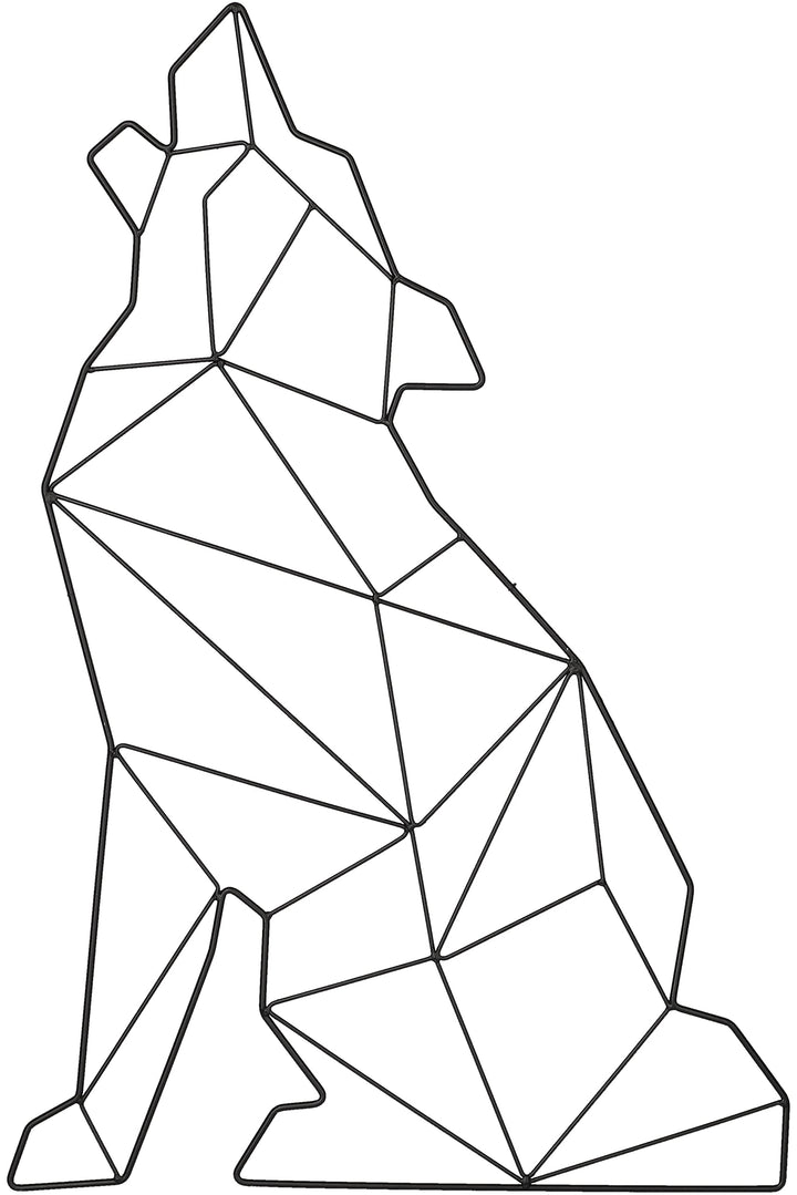 KOTARBAU® Metall-Wand-Deko Geometrische Wanddekoration Metall Wolf-Bild, Wolf-Bild