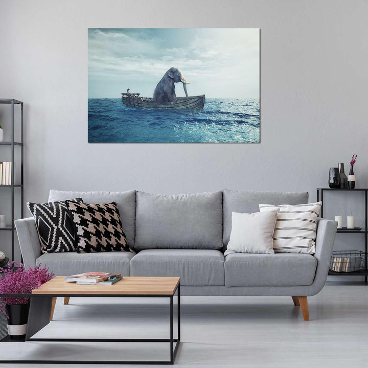 Startonight Bilder Einsamer Elefant auf dem Ozean - Leinwandbilder Moderne Kunst - Tiere Wanddeko Ku