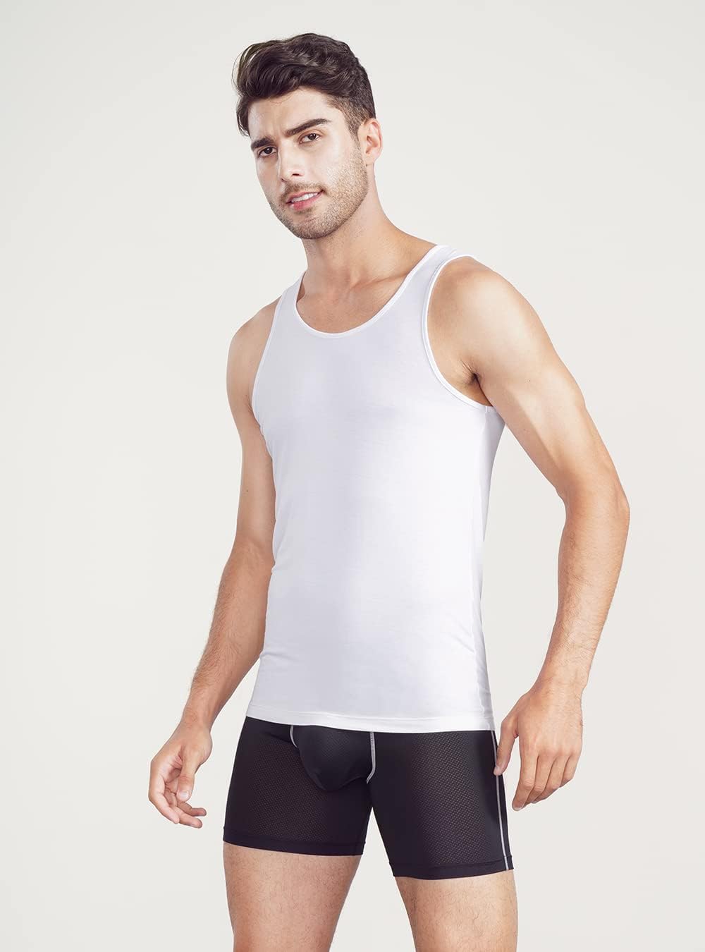 DAVID ARCHY 3/5er Pack Bambus Unterhemd Herren, Rundhalsausschnitt Mehrfarbig Tank Top Herren, Unter
