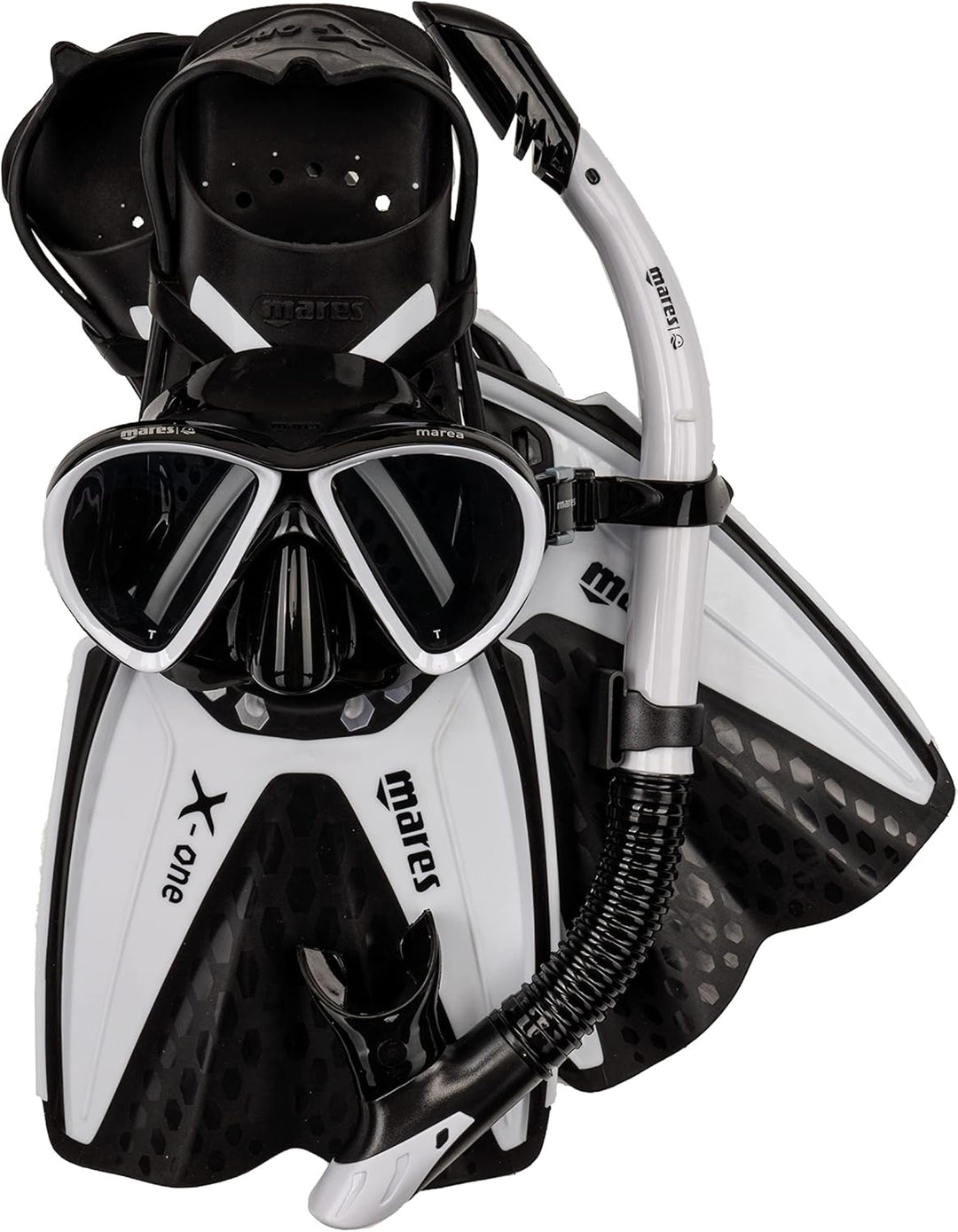 Mares Erwachsene Maske plus Schnorchel plus Flosse Set X-One Marea M/L Weiss/Lime, M/L Weiss/Lime