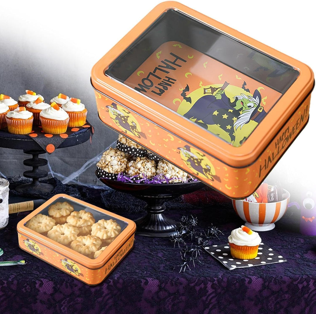 Halloween Party Snack Boxen Metallbehälter mit Deckel und Verschluss | Plätzchenboxen für Halloween-