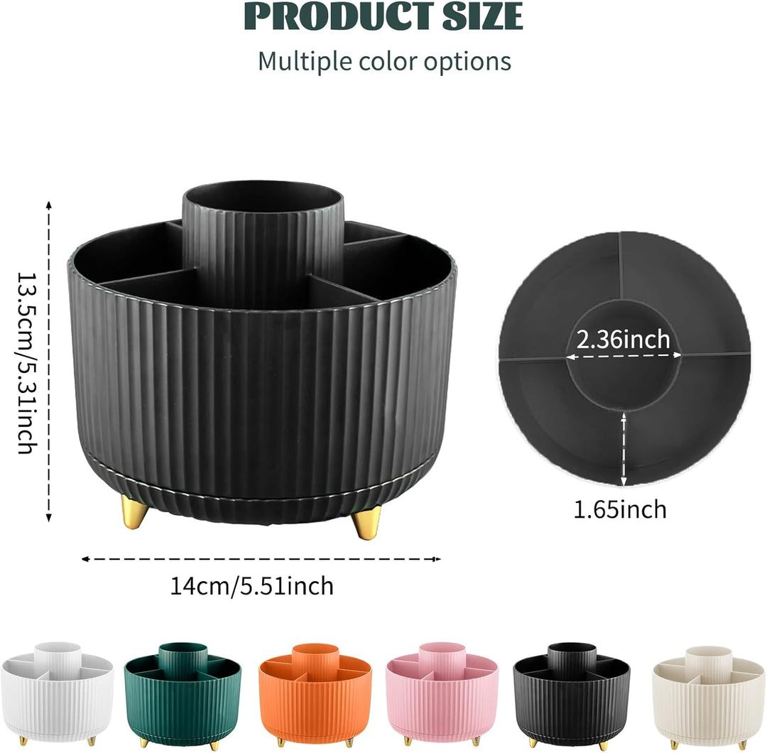 360° Drehbar Make up Organizer, Pinselhalter Kosmetik Aufbewahrung mit 5 Fächern, Aesthetic Schminkt