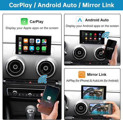 Retrofit Kit Decoder with Wireless CarPlay & Android Car for Audi A3/S3 2013-2018,Support Mimrorlink