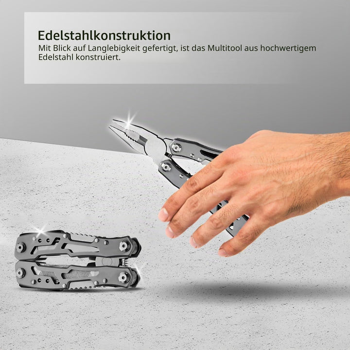 Multitool 14-in-1 mit Zange, Messer, Schraubendreher, Flaschenöffner und Nylonetui – Kompaktes und R