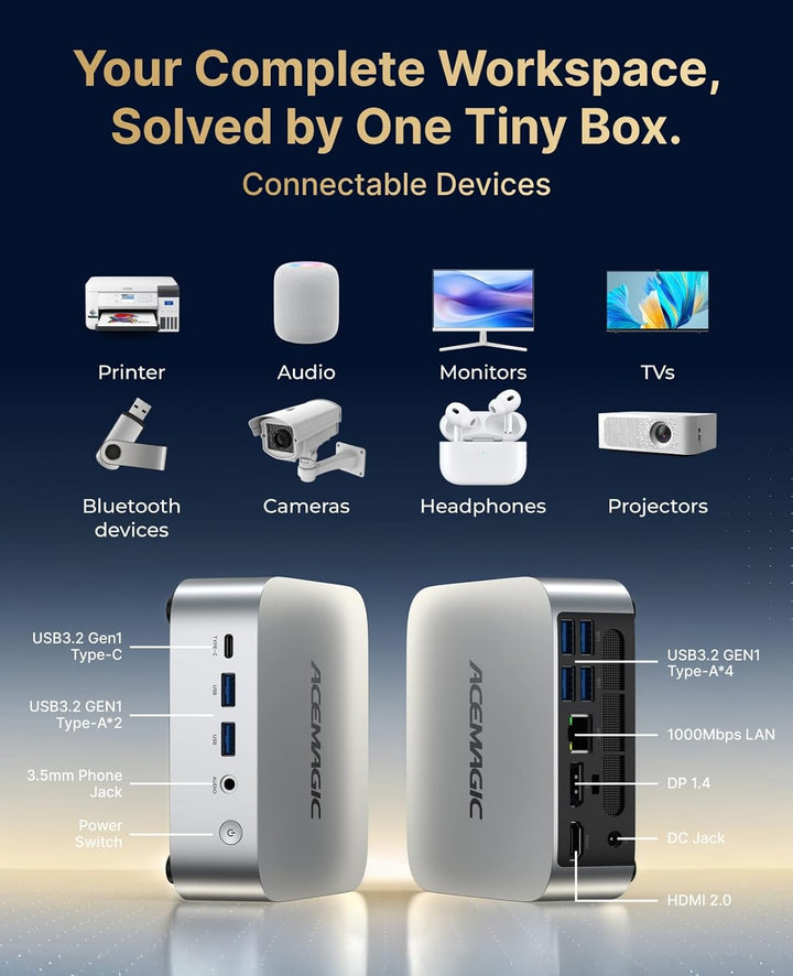 ACEMAGICIAN K1 Mini PC, AMD Ryzen 4300U (bis zu 3,7 GHz), 16 GB DDR4 512 GB SSD, Шin11 Mini Desktop