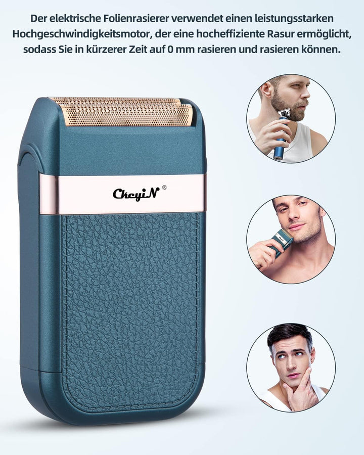 CkeyiN Elektrorasierer Herren, Rasierer Elektrisch, Rasierapparat Blau,Präzisionstrimmer,Barber Shav