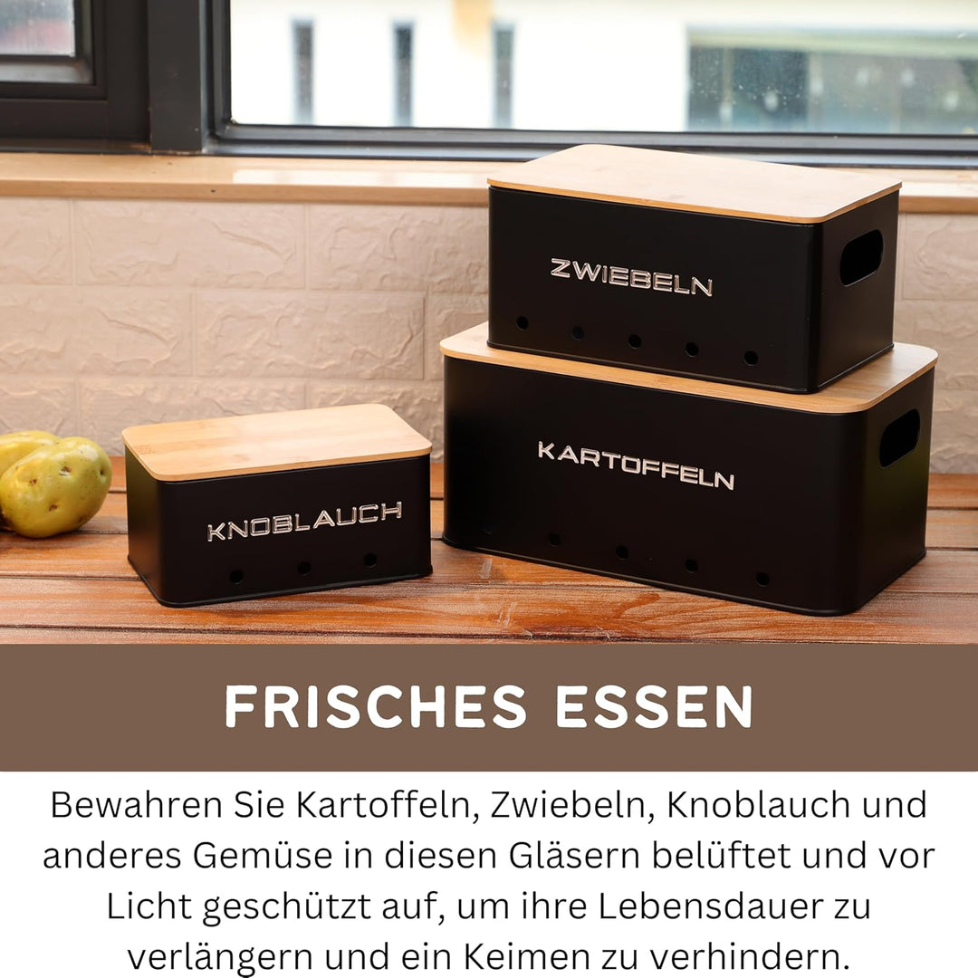 kartoffel aufbewahrungsbox - Set 3 aufbewahrung kartoffeln zwiebeln knoblauch - gemüse aufbewahrung