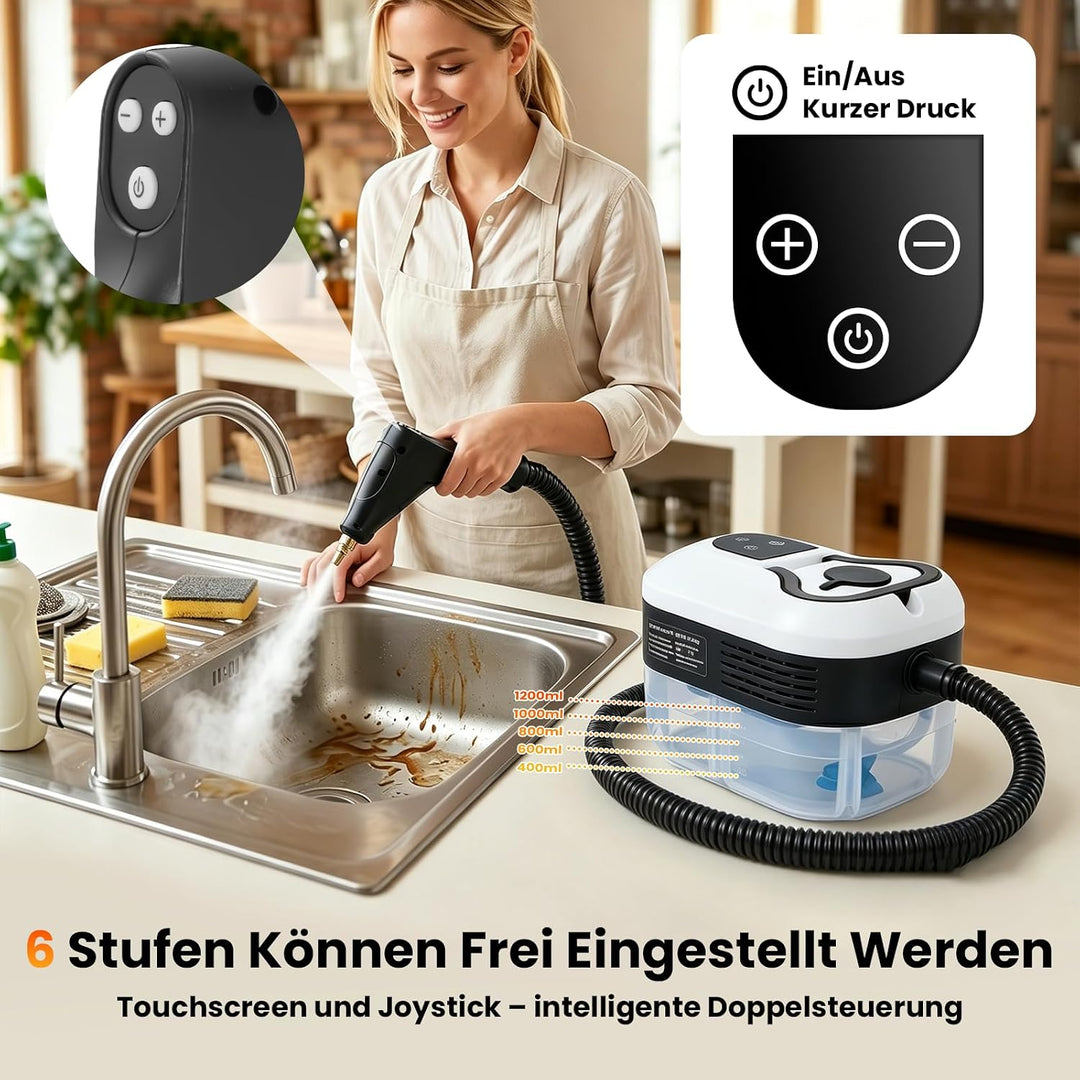 4.5 Bar Dampfreiniger Handgerät, 2500W Handdampfreiniger für das Haus Mehrzweck, 6 Einstellbare Gesc