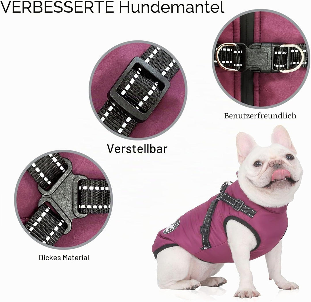 Hundemantel Wasserdicht, Hundemantel Französische Bulldogge, Warme Weste mit Hundegeschirr, Verschie