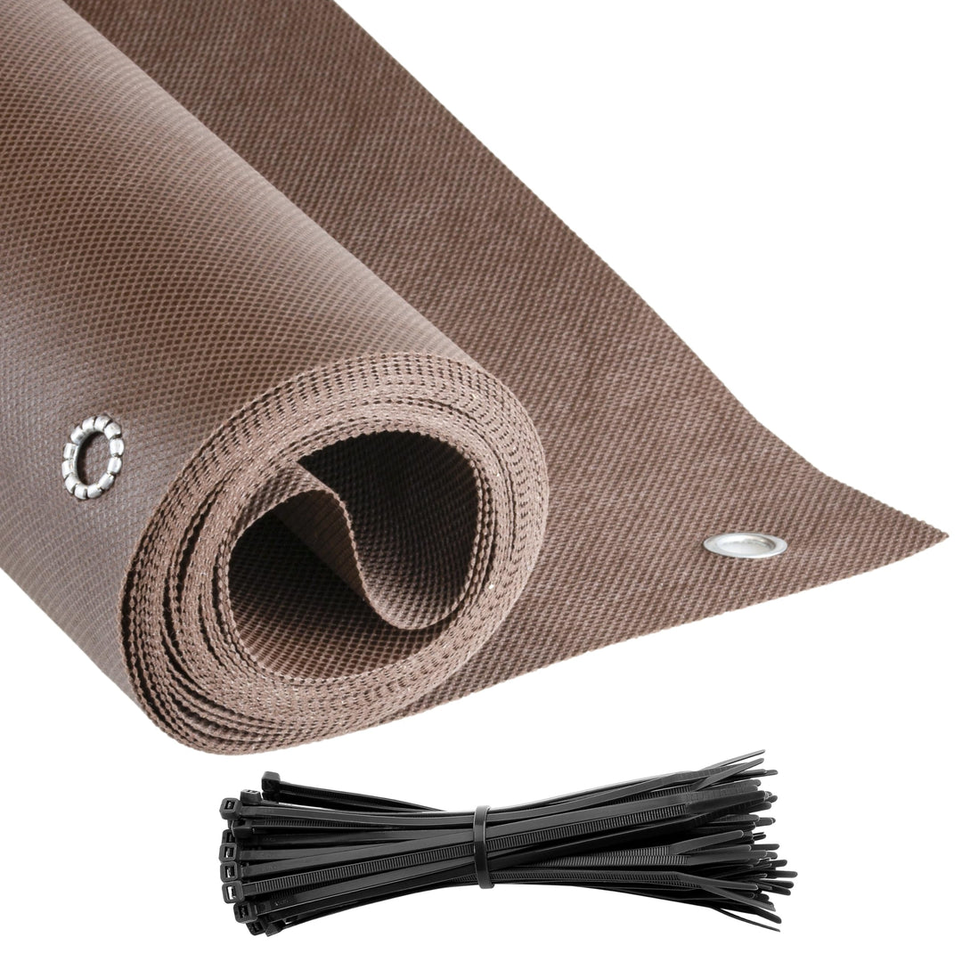 COVER IT Balkon Sichtschutz 65 x 700 cm Braun | Balkonsichtschutz ohne Bohren mit Ösen für Balkon, T