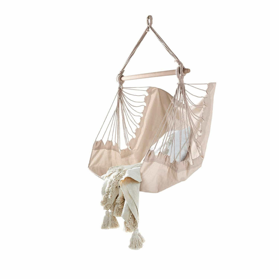 Loberon® Hängesessel Leano, Baumwolle/Polyester/Polyester, H/B ca. 130/100 cm, Creme