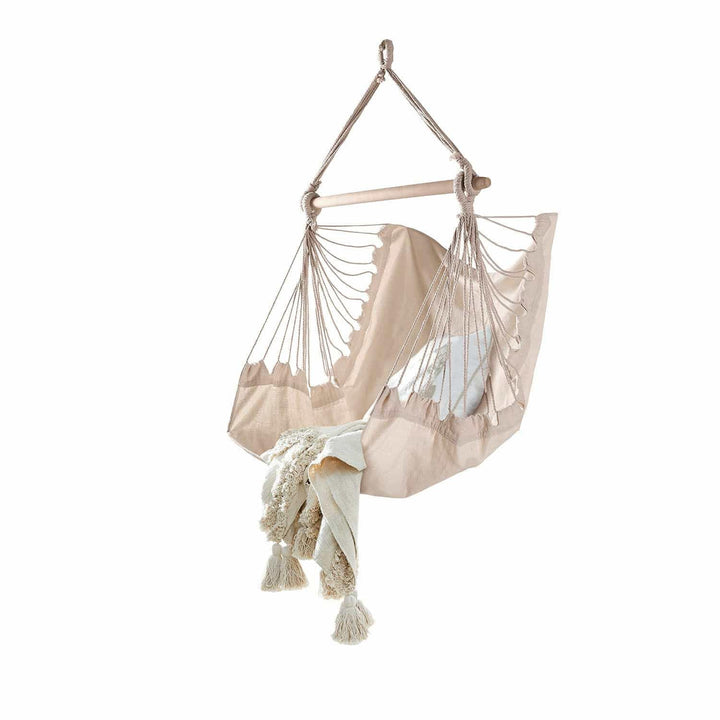 Loberon® Hängesessel Leano, Baumwolle/Polyester/Polyester, H/B ca. 130/100 cm, Creme