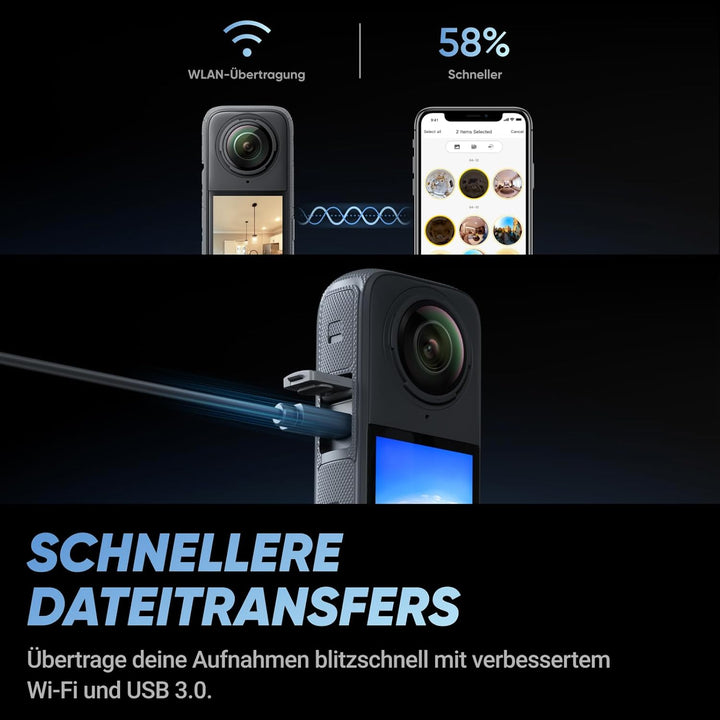 Insta360 X4 Baustellen-Bundle Selfie-Stick - 360°-Baustellen-Kamera, 8K 30 fps 360°-HDR-Videos, 72 M