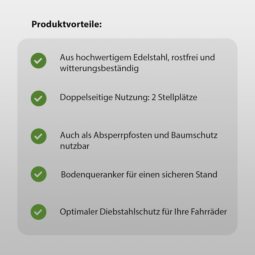 2x TRUTZHOLM Fahrradanlehnbügel Fahrradständer Anlehnständer mit Knierohr 118 x 78 cm aus Edelstahl