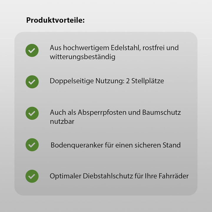 2x TRUTZHOLM Fahrradanlehnbügel Fahrradständer Anlehnständer mit Knierohr 118 x 78 cm aus Edelstahl