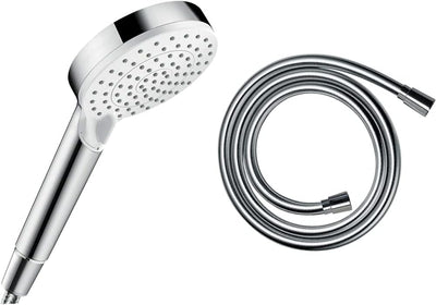 hansgrohe Duschset mit wassersparendem Duschkopf Crometta, Sparduschkopf 6l/min, 2 Strahlarten (Weis