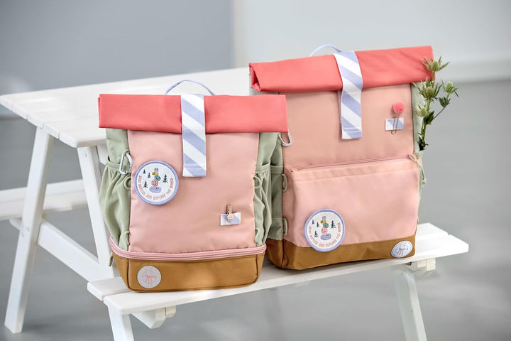 LÄSSIG Kinderrucksack mit Brustgurt, wasserabweisend, 12-15 Liter/Medium Rolltop Backpack Sunny Expl