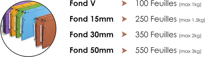 ELBA Hängetaschen AZO Ultimate, 25er Pack, DIN A4, 100 Blatt, orange V-Boden orange, V-Boden orange