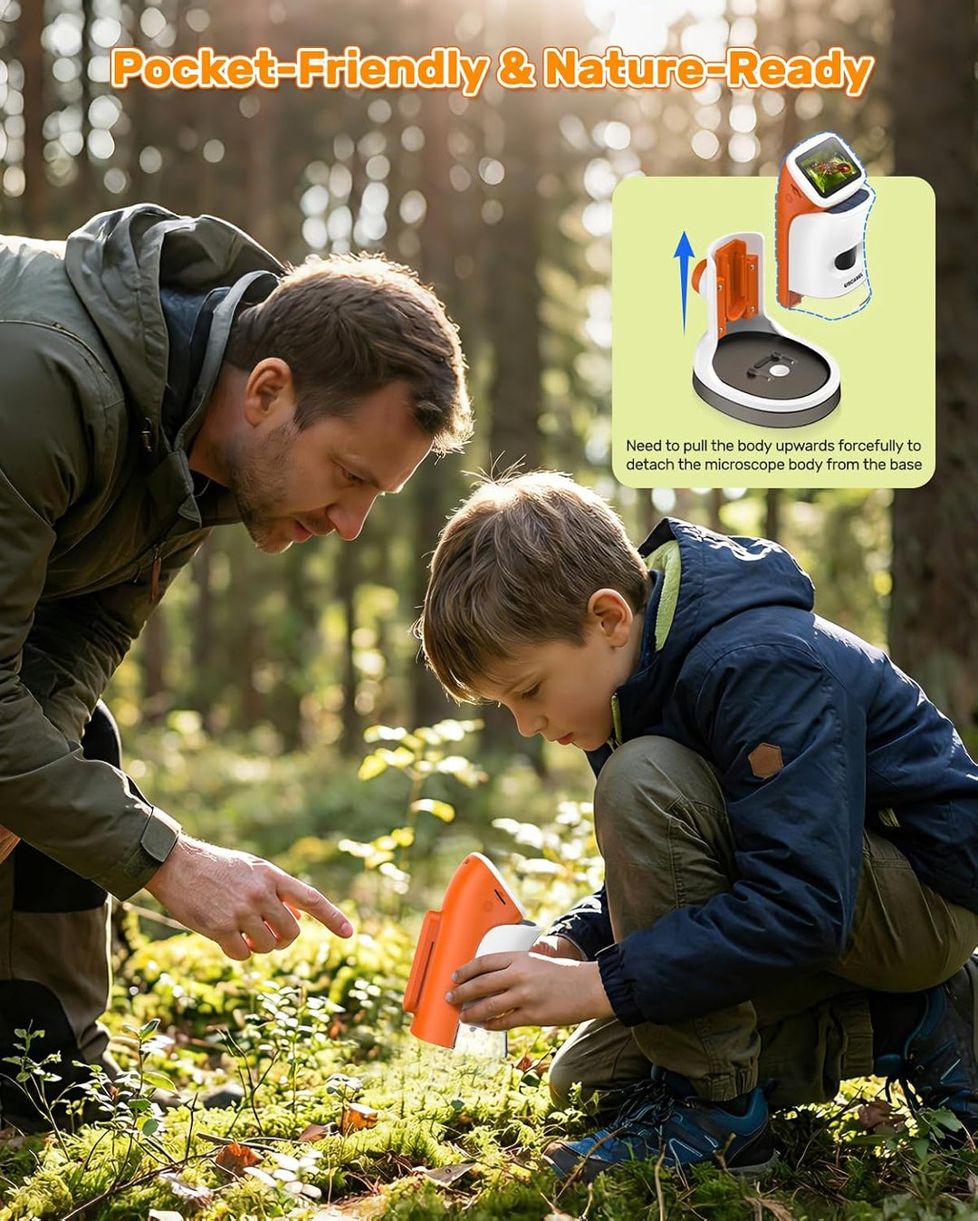 Mikroskop für Kinder mit Stand: Digitales Handmikroskop 100 – 1000 x: LCD-Display 4 K, 2,0 Zoll, USB