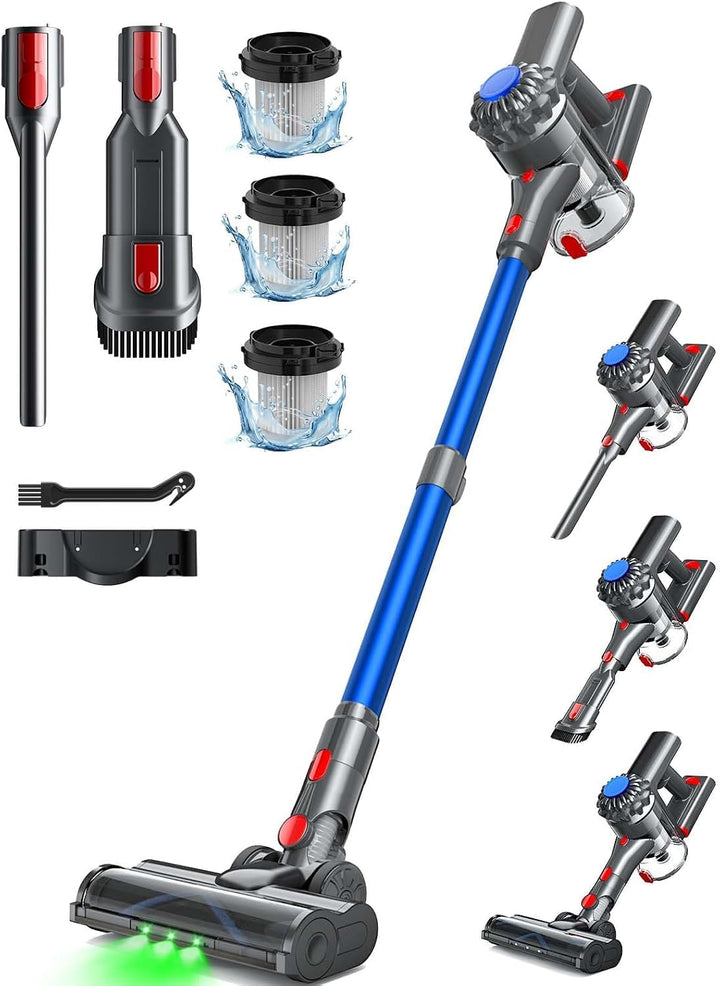 Akku Staubsauger Kabellos 50Mins/40KPA/450W, Akkustaubsauger mit Geen LED, Kabelloser Staubsauger mi
